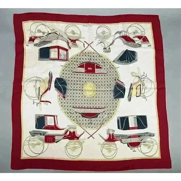 Hermes Les Voitures A Transformation Silk Scarf Vintage La Perriere Equestrian - Picture 12 of 16